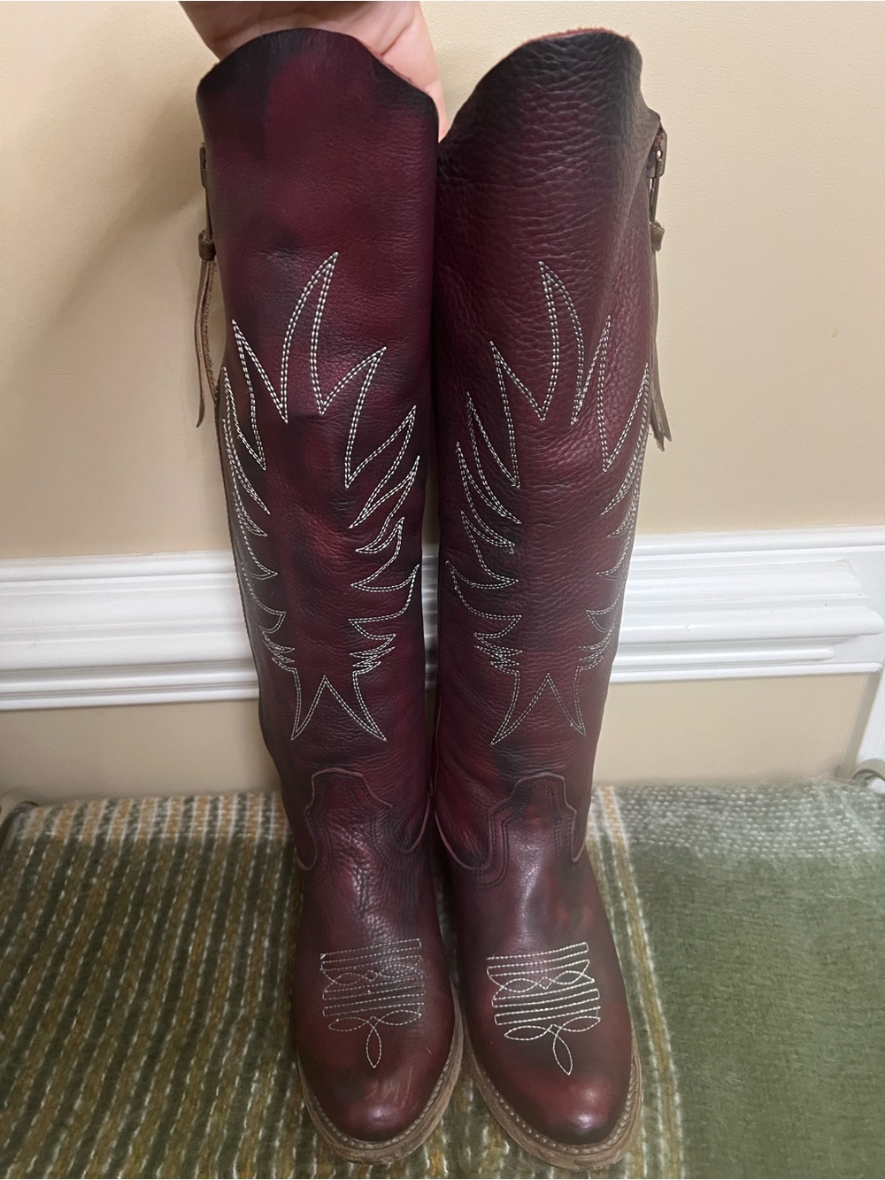 Freebird by Steven Whisper Wine Western Knee-High Heeled Boots